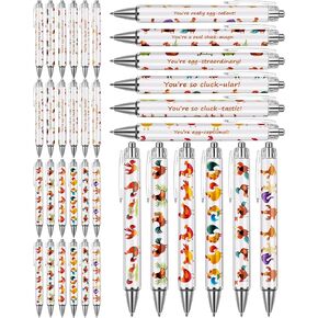 24 Pcs Funny Chicken Pens Lovely Retractable Gel Pens Novelty Animal Black Ink Rollerball for School Office Supplies Goodie Bags Birthday Gift