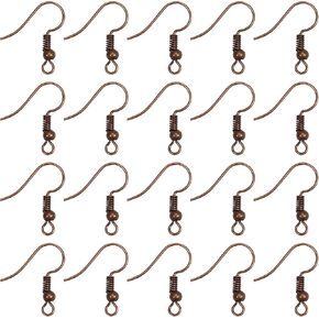 100pcs 20 * 17mm Red Copper Earring Hooks Hypo-allergenic Ear Wires Fish Hooks with Ball and Coil Earrings Wires Jewelry Findings for DIY Jewelry Making Earring Parts Supplies 10 Colors Cord Ends