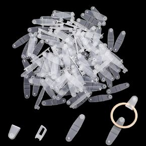 HJZHI 100 Pcs Plastic Keychain Clips, Clear Keychain Connector for Credit Card Plastic Snap Jump Rings Office Snap Tabs Keychains for DIY Crafts Crafts Jewelry Making