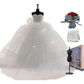 Handmade lace Wedding Dress Gift Box for 11.5-inch Dolls or 1/6 bjd Dolls ,Dress up Games, proposals, Adult Gifts & Home Decor (Crystal Glam)