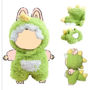 17cm Doll Clothes, Outfits for Clothes Set, Keychain Accessories for Doll, Faking Animal Style Outfit Jumpsuit (Dinosaur Pink)