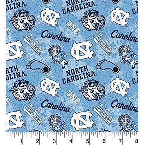 Sykel 100% Cotton Carolina Blue University of North Carolina Tone on Tone Letter Print Fabric, 43 Inches Wide, Officially Licensed