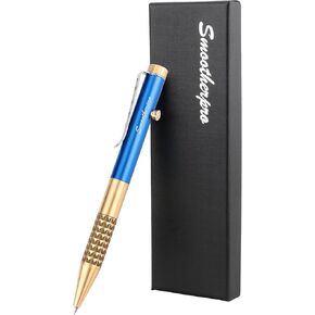 SMOOTHERPRO Bolt Action Pen, Solid Brass Gel Ink Pen with Black Ink, Compatible with Pentel Refills, Weighted Heavy Pen for Tremor Parkinson Arthritic Hand, Red(SG03R)