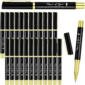 25 Pcs Man of God Pens Bulk Christian Gifts for Men Religious Pens with Scripture Pastor Gifts for Men Church Bulk Faith Based Bible Verse