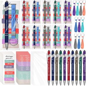 25 Sets Christian Gifts Bulk Bible Verse Pens Religious Silicone Keychains Scripture Bookmarks Set for Women Employee Coworker Church Sunday School Easter Souvenir (Classic Color)
