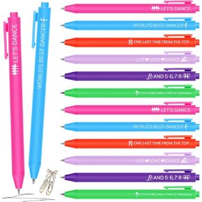 48 Pcs Ballet Dance Ballpoint Pens Bulk Retractable Cute Gel Black Ink Pens for Teacher Dance Lover Ballerina Party Favors Accessories Recital Gifts Office Home Stationery Supplies
