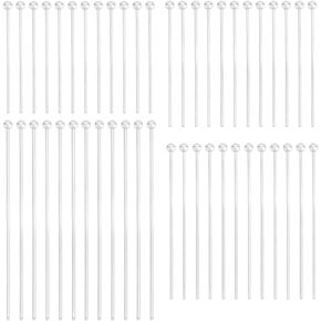 Beebeecraft 200Pcs 4 Sizes Eye Pins 925 Sterling Silver Plated Brass 20~50mm Bendable Ball Head Eye Pins for Jewelry Making Handmade Earring Bracelet Necklace DIY
