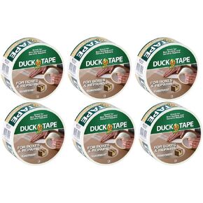 Duck Tape Brand Duct Tape for Corrugate Boxes for Indoors and Outdoors Repairs, 6 Rolls, Transparent for Discreet Repairs, 1.88 in. x 25 yd.