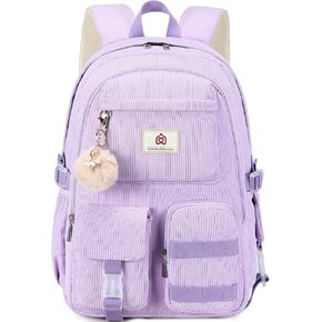 Hidds School Backpack for Teens Girls Women 15.6 Inch Laptop College Backpacks Corduroy Kids Bookbag Students Travel Daypack Womens (Beige)