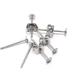 100pcs Silver Stainless Steel Blank Post Earring Studs Base Pins with Butterfly Earring Backs Earrings Accessories for DIY Jewelry Making (3mm),Backs and Findings,Jewelry Findings