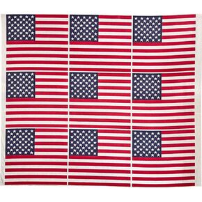 AMORNPHAN 45x40 Inch American USA Flag Patriotic Stars and Stripes Printed Cotton Fabric for Patchwork Needlework DIY Handmade Sewing Crafting Home Decoration (9 Small Flag Size 13"x14")