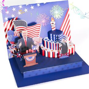 POCTOT Birthday Cards - 3D Pop Up with Blow-Out Cake & Fireworks - Collectible President's Merchandise, Gifts for Men and Women, Parents, Father, Husband
