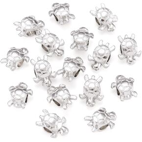 Craftdady 20Pcs Antique Silver Dog Cat Paw Print European Spacer Beads Large Hole Tibetan Pet Animal Footprint Charm Beads 11x11mm for Snake Chain Leather Jewelry Making