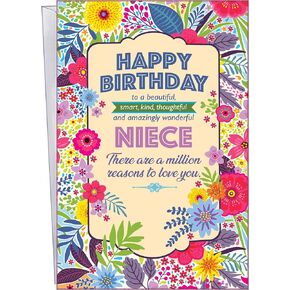 Chuck's Card-O-Rama - Niece Birthday Card - Made in America - Premium Card Stock, Envelope Included - 5" x 7.75" - Packaged in Extra Sturdy Mailer - 95407