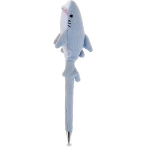 DolliBu Gray Shark Plush Pen - Cute & Soft Sea Life Stuffed Animal Ballpoint Novelty Pen Toy, Unique Writing Pen Instrument for Cool School and Office