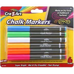 Cra-Z-Art Chalk Markers 6 Count - Dry Erase and Chalk Boards