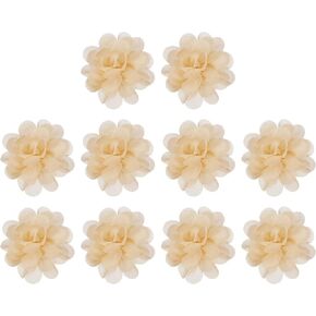 PATIKIL 2" Chiffon Flowers, 10 Pcs Mesh Fabric Flowers Sewing Fabric Appliques Headband Embellishments for DIY Craft Wedding Decor, White