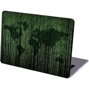 Compatible with MacBook Pro 16-inch Hard Protective Shell Cace and Keyboard Cover (A2485, M1 Pro/Max, 2021 Release) - Green Matrix Code World Map