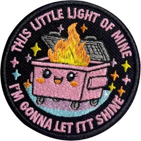 This Little Light of Mine I'm Gonna Let It Shine Hook and Loop Patch, 3 Inches Sew On Patch, Embroidery Patches for Backpacks Bags Vest Dog Harness, Dumpster Tactical Military Embroidered Patch