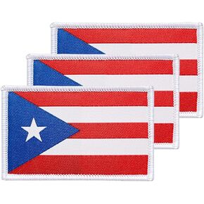 3Pcs Puerto Rico Puerto Ricans Flag Patch 2x3 Inch, Hook Loop Tactical Embroidered Armband Country Flag Patches for Backpack Hat Vest Jacket.