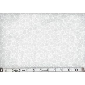 108" Extra Wide Quilt Backing Fabric by The Yard Cotton White on White Five Petal Flower