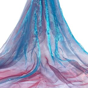 PH PandaHall 3 Yards Organza Fabric - 59 Inch Wide Magic Shiny Ribbon Marine Blue Laser Fabric Gauze for Dress, Stage Show, Wedding Clothing Accessories, Photography Background