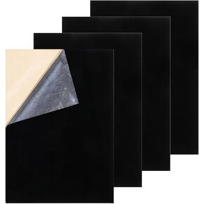 4 Pcs Adhesive Black Felt Fabric,Backed Adhesive Felt Sheet for Dance Soles High Heeled Shoes Protector Black Suede,Self-Adhesive Faux Velvet Fabric for Drawer, Jewelry Box Liner DIY (11.7×8.7 in)