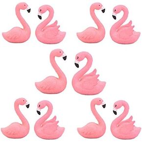 10 Pcs Miniature Flamingo Figurine Easter Cupcake Toppers, Mini Flamingo Cake Decorations for Flamingo Party Bridal Wedding Fairy Garden Decor
