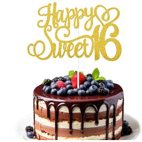 14th Happy Birthday Cake Topper, Glitter Happy 14th Birthday Cake Topper for Birthday Party Cake Decoration(Rainbow Color)