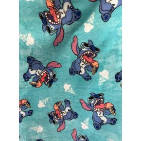 Stitch Ice Cream on Light Blue Color-Fleece Fabric/Stitch Fleece Fabric/Sold by The Yard / 58" Wide/Anti Pill Fleece/Perfect for Blanket, Bed Spread