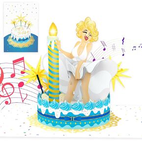 Singing Happy Birthday Card - Pop Up Lights & Musical Birthday Cards for Men - 3D Hollywood Icon Sings Sultry Bday Song With Surprise Cake, and Light Up Candle & Music for Husband, Dad, Boyfriend