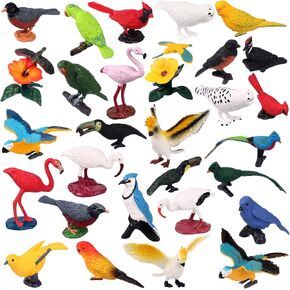 31 Pcs Realistic Bird Animals Figurines Model Mini Bird Figures Model Eagle Parrot Robin Owl Plastic Birds Figures Fairy Garden Accessories Dollhouse Birthday Cake Toppers