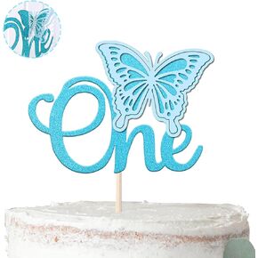Rsstarxi 1 Pack Butterfly Cake Topper - Pink Glitter Baby Shower & 1st Birthday Cake Pick Decorations
