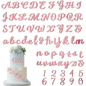 64 Pcs Acrylic Number & Alphabet Cake Toppers - A-Z Letters, 0-9 Numbers, Rose Gold - DIY Personalized Name Cupcake Toppers for Weddings, Birthdays, Party Decorations