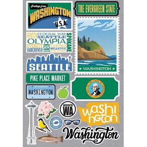 REMINISCE Jet Setters 3.0 State Dimensional Stickers-Washington, White