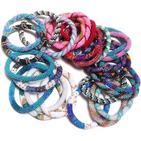 Wigspedia Wholesale - Random Mix of Nepal Glass Beaded Bracelets (Set of 6)