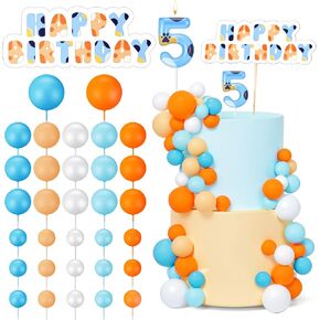 Yaomiao 34 Pcs Blue Dog Birthday Cake Toppers with Paw Candle Blue Dog Birthday Decorations for DIY Baking Wedding Anniversary(2)