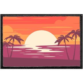 Tropical Sunset | Hook and Loop Attach for Hats, Jeans, Vest, Coat | 2x3 in | by Pull Patch