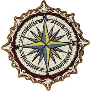 3.5" Embroidered Vintage Compass Iron On Patch | Decorative Travel Girl Boy Scout Traveler Hiking Applique Iron On/Sew On Patches for Clothing, Hats, Backpacks, Clothes, Jacket
