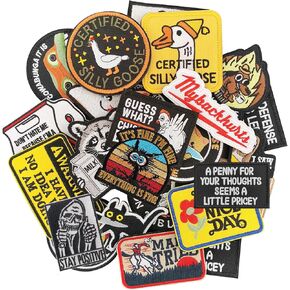 10 Pcs Random Funny Morale Patches with Hook and Loop, Cute Animal Meme Embroidered Patch for Backpack, Vest, Hats, Dog Harness