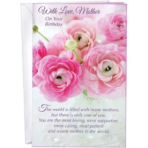 Chuck's Card-O-Rama - Mother Birthday Card - NEW - MADE IN CHICAGO - Large Card OPENS to 10" X 7.75" - 95138 - With Love Mother