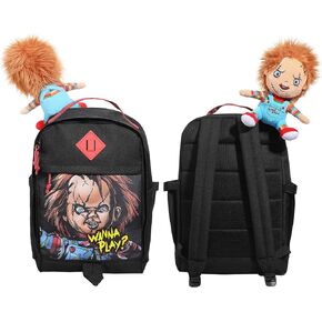 Chucky 17.5" Black adult Backpack With Plush Character Charm