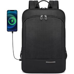 Travel Laptop Backpack, Fits 15.6 inch Slim Backpack with USB Charger, Lightweight Business Smart Backpack, Water Resistant Computer Business Backpacks for Men(Black)