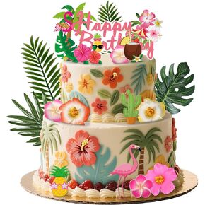 Hawaiian Cake Topper Summer Flower Cake Toppers Flamingo Cake Toppers