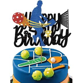 Pickleball Cake Topper - Pickleball Cake Decoration for Children's Adults Glitter Happy Birthday Decorations Sports Theme Party Supplies