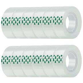 12 Rolls Clear Tape ، تعبئة الشريط الشفافة ، شريط التفاف الهدية 3/4 * 900 بوصة لالتفاف الهدايا للمكتب ، المنزل ، المدرسة in Kuwait