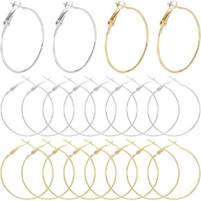 10pcs Earrings Hoop Findings for Women, Hypoallergenic Gold Plated Earrings Findings, Metal Cartilage Piercing Ball Ear Loop Set for DIY Crafts Jewelry Making- Gold & Silver