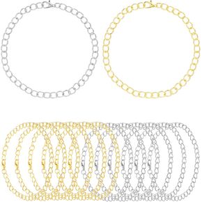 14 PCS Gold Plated Stainless Steel Charm Bracelet Chains with Adjustable Lobster Clasps DIY Jewelry Making Supplies for Beading Crafting Gift Party Favors Bridal Accessories Jewelry Projects
