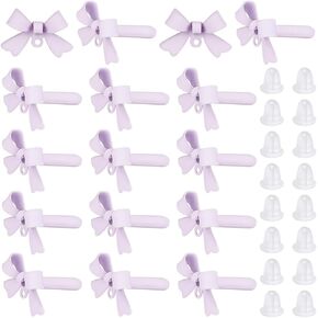 40Pcs 5 Colors Bow Earring Post Red Earring Findings with Loop Ear Nuts Black Pink Colorful Alloy Bowknot Tie 925 Sterling Silver Pin Earring Studs for Jewelry Making Earrings DIY Crafts