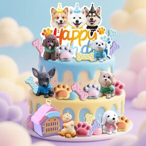 36 PCS Dog Cake Toppers Dog Party Decor Puppy Birthday Theme Party Supplies